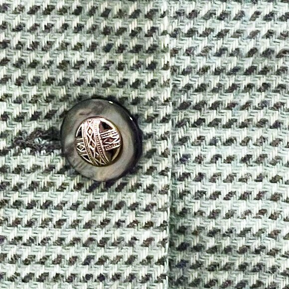 Jessica Scott Vintage Woven Blazer — Sage Green Textured Single Button Jacket - Picture 7 of 13